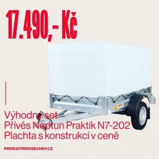 Jedinečná nabídka za 17.490,- Kč včetně DPH!!! Objevte výhodný set přívěsu Neptun Praktik N7-202 PTD s vysokou plachtou!...